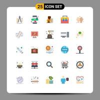 Flat Color Pack of 25 Universal Symbols of dua material estate construction bag Editable Vector Design Elements