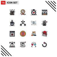 Flat Color Filled Line Pack of 16 Universal Symbols of pot theater compass system speaker Editable Creative Vector Design Elements