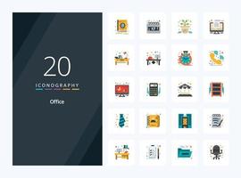 20 Office Flat Color icon for presentation vector