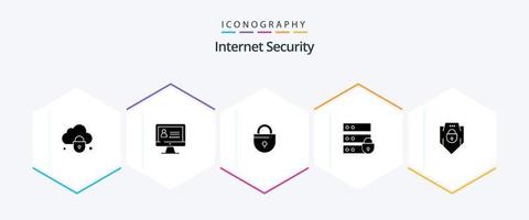Internet Security 25 Glyph icon pack including shield. internet. lock. key. electronic vector