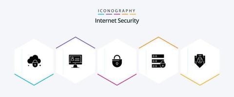 paquete de iconos de 25 glifos de seguridad de Internet que incluye escudo. Internet. cerrar. llave. electrónico vector