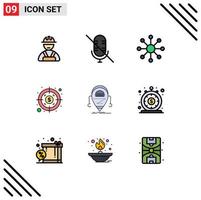 9 iconos creativos signos y símbolos modernos de finanzas robot web droid android elementos de diseño vectorial editables vector