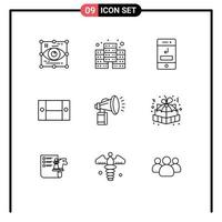 Universal Icon Symbols Group of 9 Modern Outlines of air furniture arrows desk technology Editable Vector Design Elements