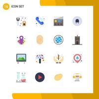 User Interface Pack of 16 Basic Flat Colors of eight plug fi electric usability Editable Pack of Creative Vector Design Elements