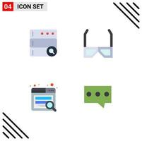 Editable Vector Line Pack of 4 Simple Flat Icons of database seo entertainment tv bubble Editable Vector Design Elements