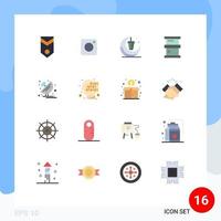 Modern Set of 16 Flat Colors and symbols such as hazardous biology social biochemistry moon Editable Pack of Creative Vector Design Elements