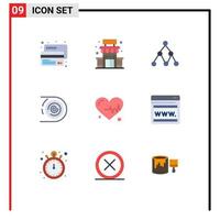 Flat Color Pack of 9 Universal Symbols of beat endless link disruptive circulation Editable Vector Design Elements