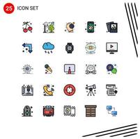 conjunto de 25 iconos de ui modernos símbolos signos para galería teléfono aplicación móvil humana elementos de diseño vectorial editables vector