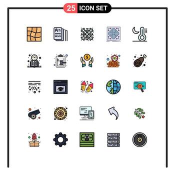 Modern Set of 25 Filled line Flat Colors and symbols such as moon grid snow matrix infrastructure Editable Vector Design Elements