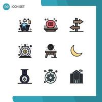 Group of 9 Filledline Flat Colors Signs and Symbols for living quick board money instant Editable Vector Design Elements