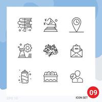 Pack of 9 creative Outlines of mountain setting volume chess strategy Editable Vector Design Elements