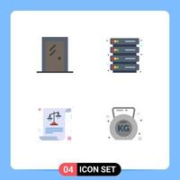 conjunto de iconos planos de interfaz móvil de 4 pictogramas de igualdad de puertas leyes de rack interior elementos de diseño vectorial editables vector