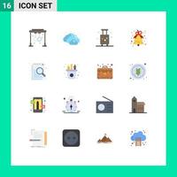 16 Universal Flat Color Signs Symbols of search document luggage xmas bell Editable Pack of Creative Vector Design Elements