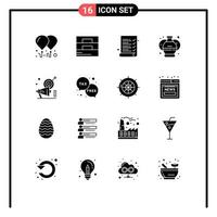 Universal Icon Symbols Group of 16 Modern Solid Glyphs of target megaphone exam campaign arts Editable Vector Design Elements
