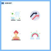 Editable Vector Line Pack of 4 Simple Flat Icons of brush sauna arrow report rainbow Editable Vector Design Elements