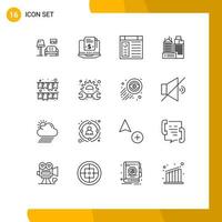 16 Creative Icons Modern Signs and Symbols of garland work app place building Editable Vector Design Elements