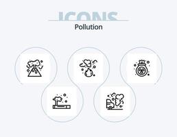 diseño de iconos del paquete de iconos de línea de contaminación 5. polución. gas. venenoso. fumar. basura vector