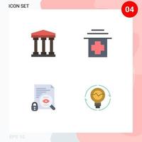 4 Thematic Vector Flat Icons and Editable Symbols of user surveillance healthcare file concept Editable Vector Design Elements