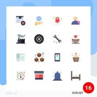 16 Universal Flat Color Signs Symbols of domination autocracy services user follow Editable Pack of Creative Vector Design Elements