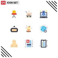 Set of 9 Modern UI Icons Symbols Signs for cake tag design sign fitness Editable Vector Design Elements