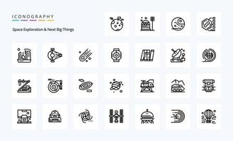 25 Space Exploration And Next Big Things Line icon pack vector
