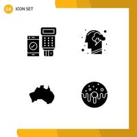 4 Creative Icons Modern Signs and Symbols of code australian scan human location Editable Vector Design Elements