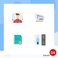 Group of 4 Modern Flat Icons Set for development diploma file safe letter Editable Vector Design Elements