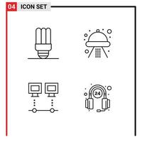 4 Creative Icons Modern Signs and Symbols of energy saving devices craft ufo pc Editable Vector Design Elements