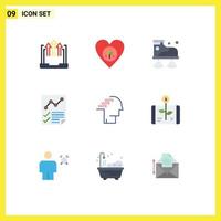 Stock Vector Icon Pack of 9 Line Signs and Symbols for page data heart analytics service Editable Vector Design Elements