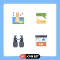 Pack of 4 creative Flat Icons of fish find therapy messaging explore Editable Vector Design Elements