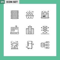 Mobile Interface Outline Set of 9 Pictograms of city e supermarket commerce web Editable Vector Design Elements