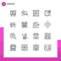 paquete de iconos de vector de stock de 16 signos y símbolos de línea para anunciar descripciones de calendario de gestión gráfico elementos de diseño de vector editables