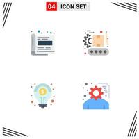 Mobile Interface Flat Icon Set of 4 Pictograms of design fitness paper manufacturing solution Editable Vector Design Elements