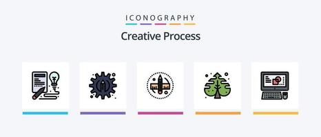Creative Process Line Filled 5 Icon Pack Including creative. graphic. creative. drawing. creative. Creative Icons Design vector