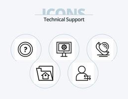 paquete de iconos de línea de soporte técnico 5 diseño de iconos. chat. preferencias Atención al cliente. engranajes servicios vector