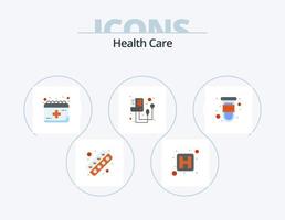 cuidado de la salud paquete de iconos planos 5 diseño de iconos. prueba de sangre. máquina. cita. presión. sangre vector