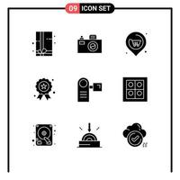 Universal Icon Symbols Group of 9 Modern Solid Glyphs of electronic devices real camcorder independence day Editable Vector Design Elements