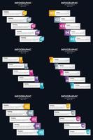 plantilla de diapositiva de presentación del paquete de infografías vectoriales 6 diagramas de ciclo de 5 pasos y líneas de tiempo vector