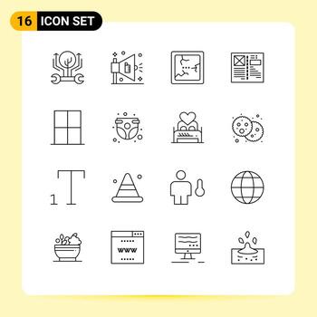 grupo de 16 esbozos signos y símbolos para el diseño del hogar elementos de diseño vectorial editables del navegador de cuadrícula rota vector