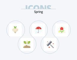 paquete de iconos planos de primavera 5 diseño de iconos. . verano. vegetal. naturaleza. clima vector