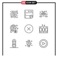 9 Thematic Vector Outlines and Editable Symbols of media player error friday energy green Editable Vector Design Elements