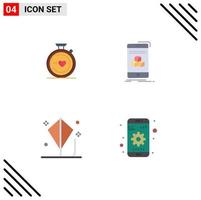 conjunto moderno de 4 iconos y símbolos planos, como brújula, diversión, boda, teléfono inteligente, juego, elementos de diseño vectorial editables vector