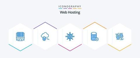 Web Hosting 25 Blue icon pack including data. connect. network. add. sal