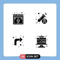 4 Universal Solid Glyph Signs Symbols of internet arrows podcast day up Editable Vector Design Elements