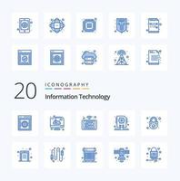 20 Information Technology Blue Color icon Pack like hdd data installation wifi panel vector