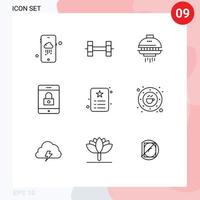 Set of 9 Vector Outlines on Grid for bean identity ufo id card card Editable Vector Design Elements