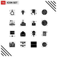 16 User Interface Solid Glyph Pack of modern Signs and Symbols of management fund bloody knife location navigator Editable Vector Design Elements