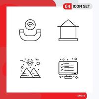 Line Pack of 4 Universal Symbols of call space building hut checklist Editable Vector Design Elements