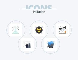 diseño de iconos del paquete de iconos planos de contaminación 5. . bomba extractora. polución. polución. radioactivo vector