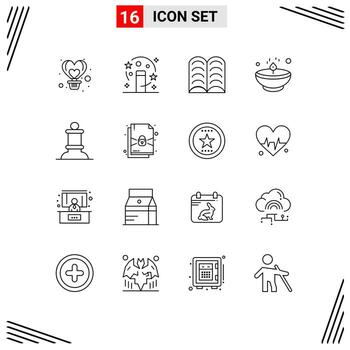 Group of 16 Modern Outlines Set for bishop lamp transformation glow bright Editable Vector Design Elements